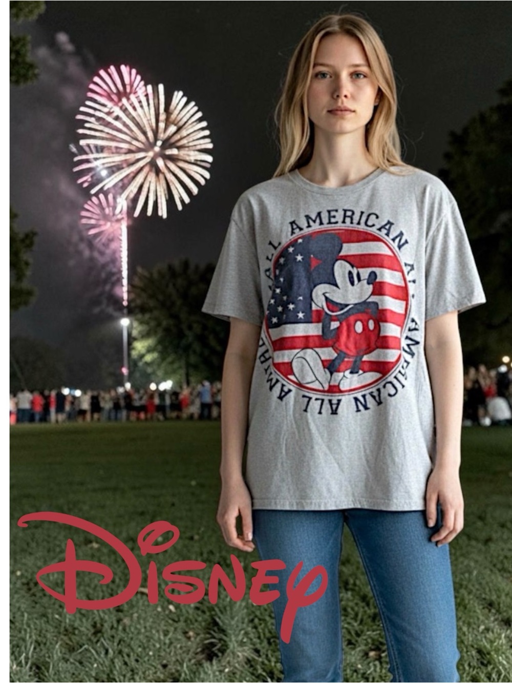 Mickey Mouse All American Tee Shirt Large Gray From The Disney Store